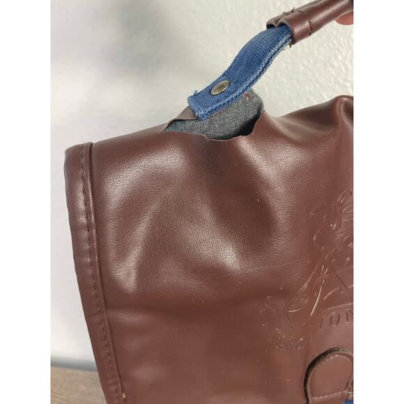 Disney Vacation Club Blue Brown Canvas Leather Backpack Rucksack Logo DVC Bag - Picture 3 of 12